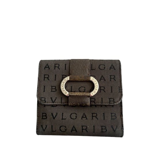 BULGARI Vintage Fabric Leather Logo Snap Wallet - Picture 3 of 11